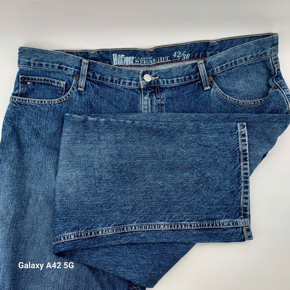 Tommy Hilfiger Classic Straight Fit Mens Jeans‎ Blue Denim Size 42x30